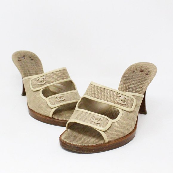 CHANEL #36220 Nude Mule Sandals (US 5 EU 35) - Picture 1 of 10